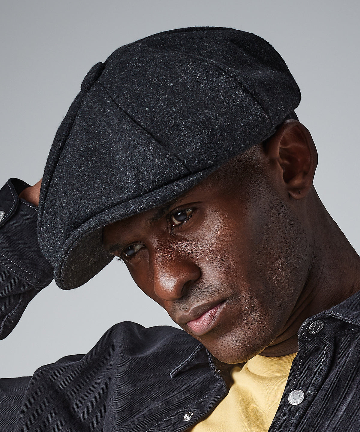 Melton wool baker boy cap | Charcoal Marl