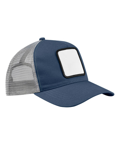 Appliqu patch 5-panel trucker | slate blue/light grey