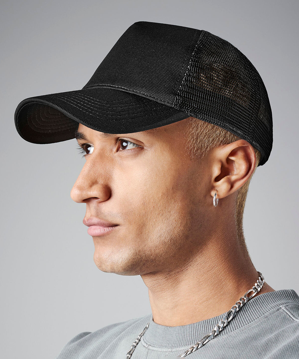 Microknit snapback trucker | light grey