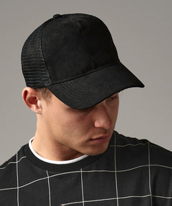 Suede snapback trucker | black