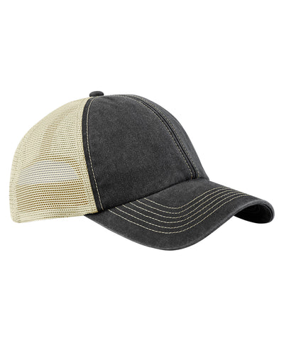 6-panel vintage trucker | vintage black/stone