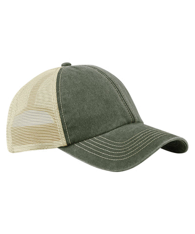 6-panel vintage trucker | vintage olive/stone