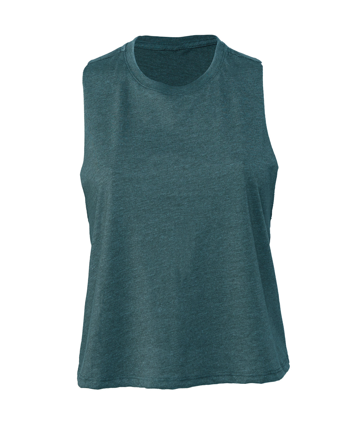 Womens racerback cropped tank | heather deep teal