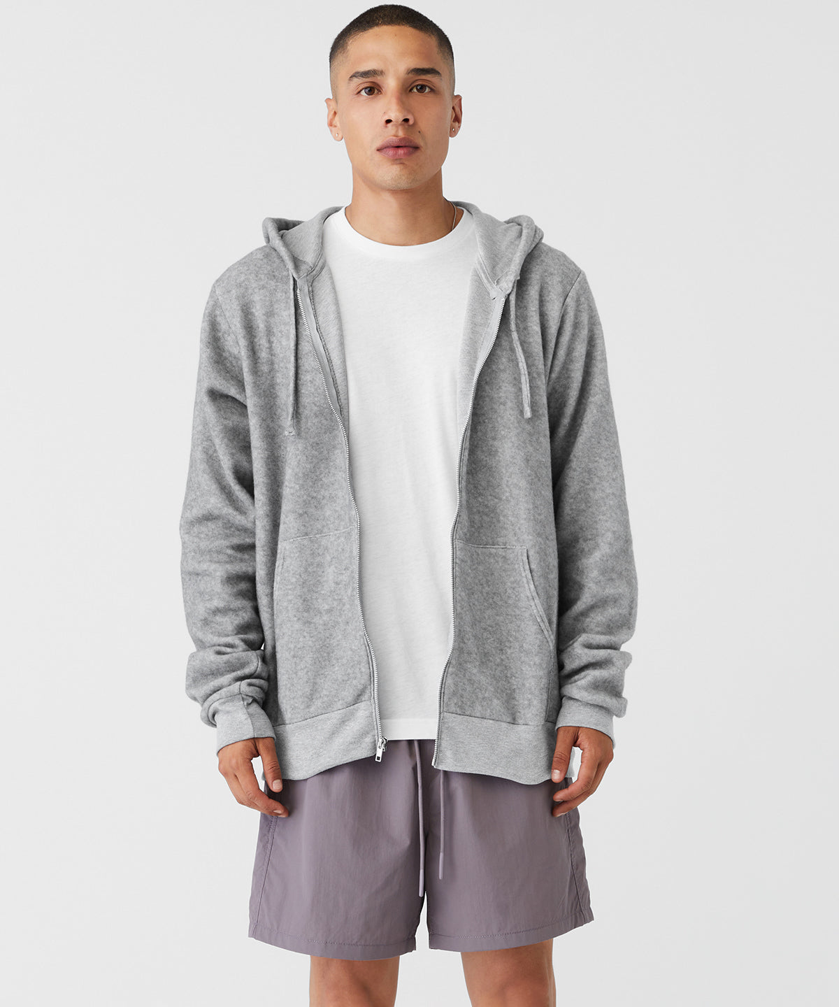 Unisex sueded fleece full-zip hoodie | heather mustard