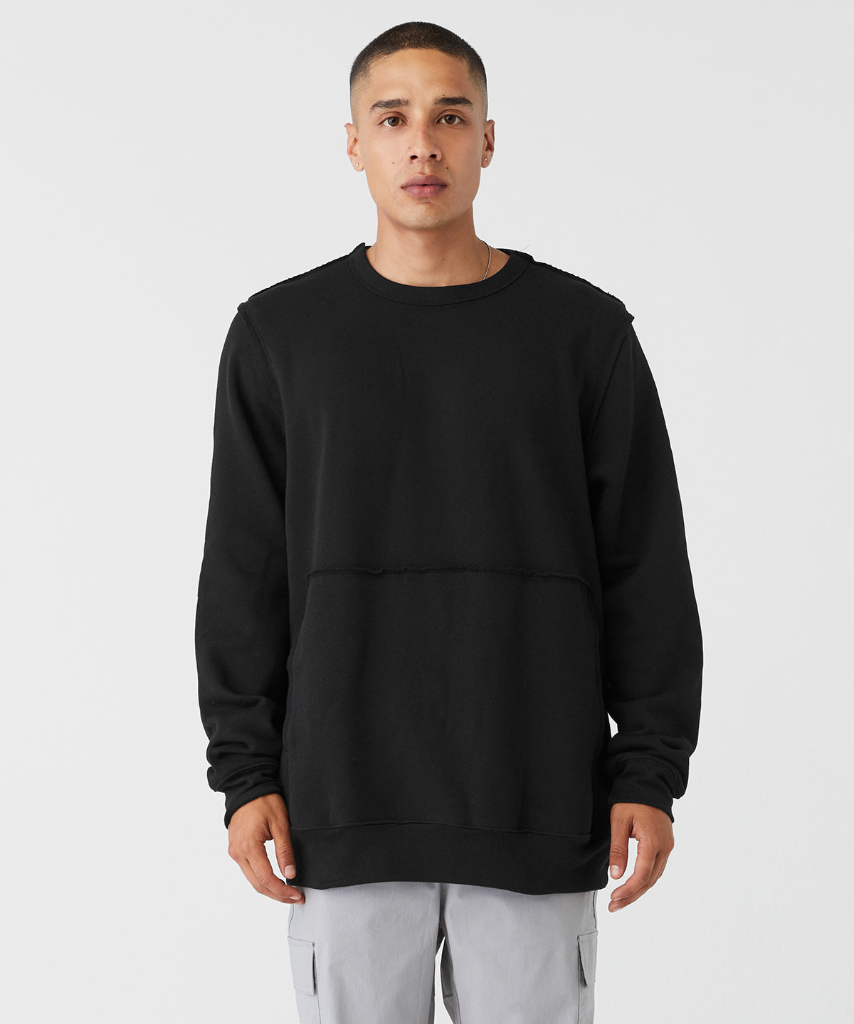 Unisex raw-seam crew pullover | black
