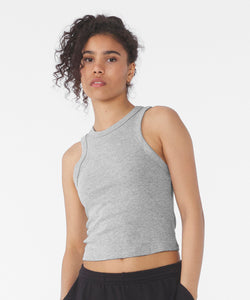 Womens micro rib racer tank | solid black blend