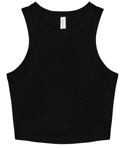 Womens micro rib racer tank | solid black blend