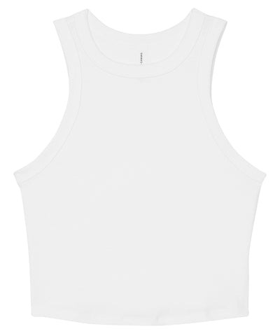 Womens micro rib racer tank | solid white blend