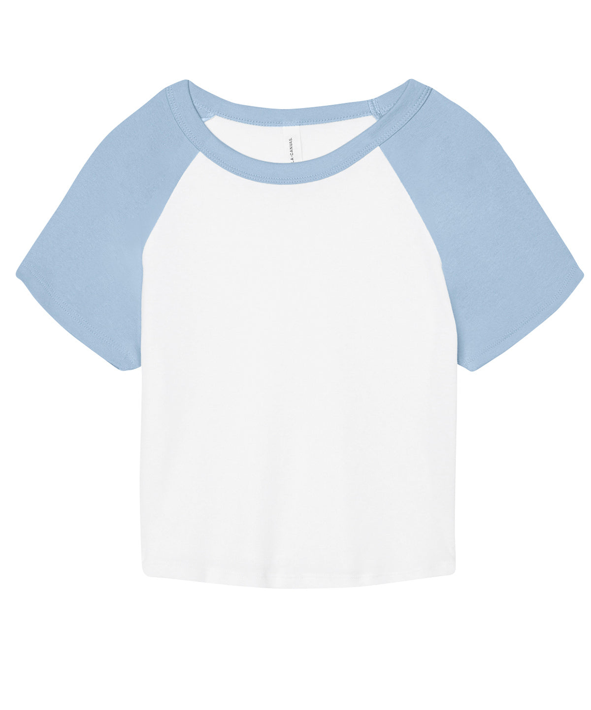 Womens micro rib raglan baby t-shirt | White/Baby Blue