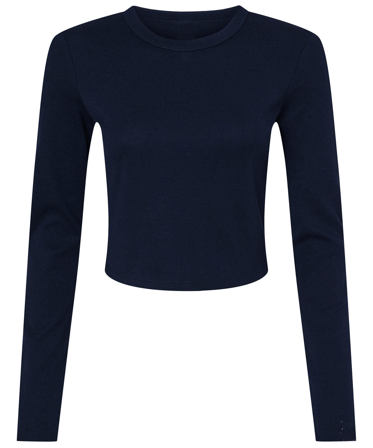 Womens micro rib long sleeve baby t-shirt | solid navy blend