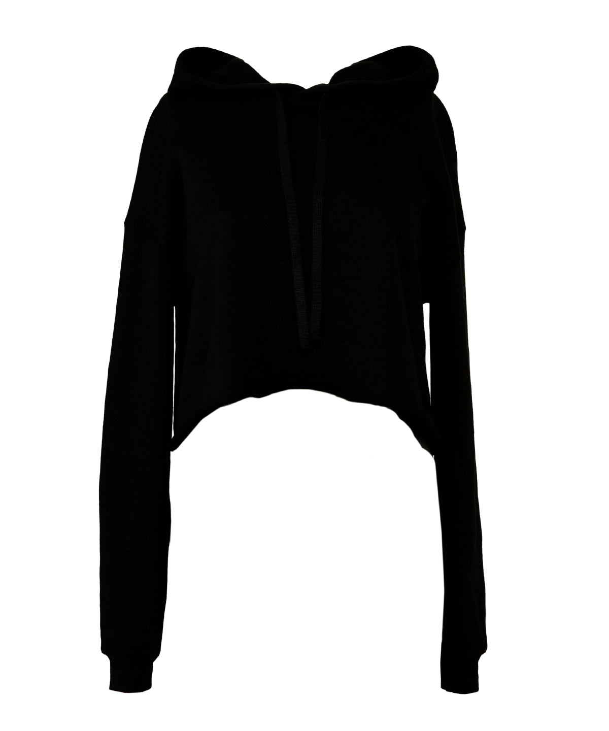 Womens cropped fleece hoodie | Black