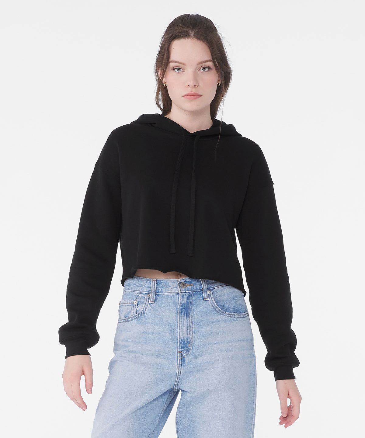 Womens cropped fleece hoodie | black