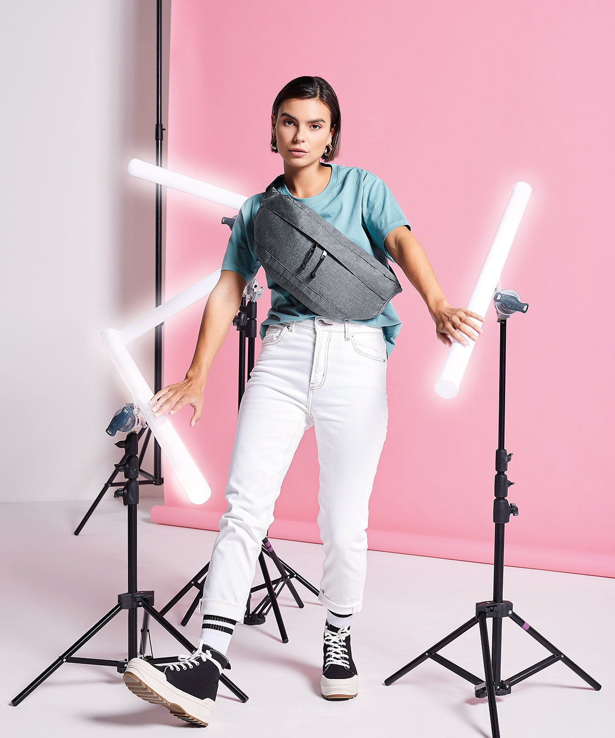 Oversized cross body bag | Grey Marl