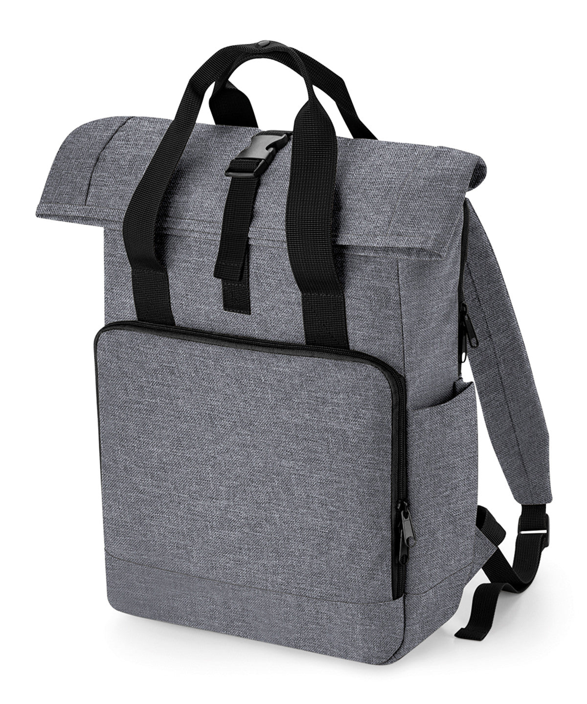 Recycled twin handle roll-top laptop backpack | grey marl