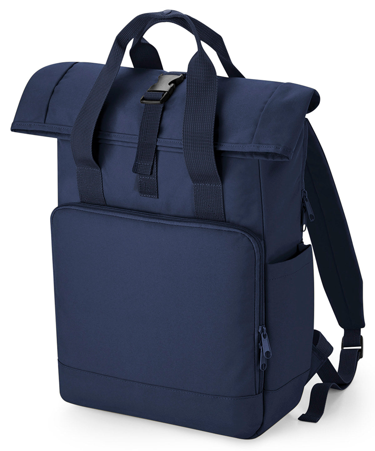 Recycled twin handle roll-top laptop backpack | navy dusk