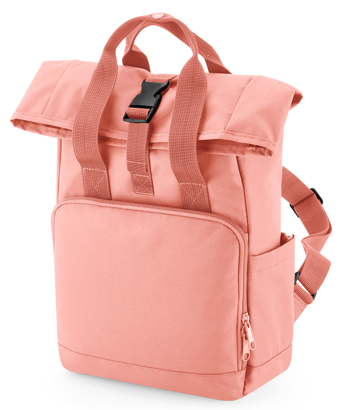 Recycled mini twin handle roll-top backpack | blush pink