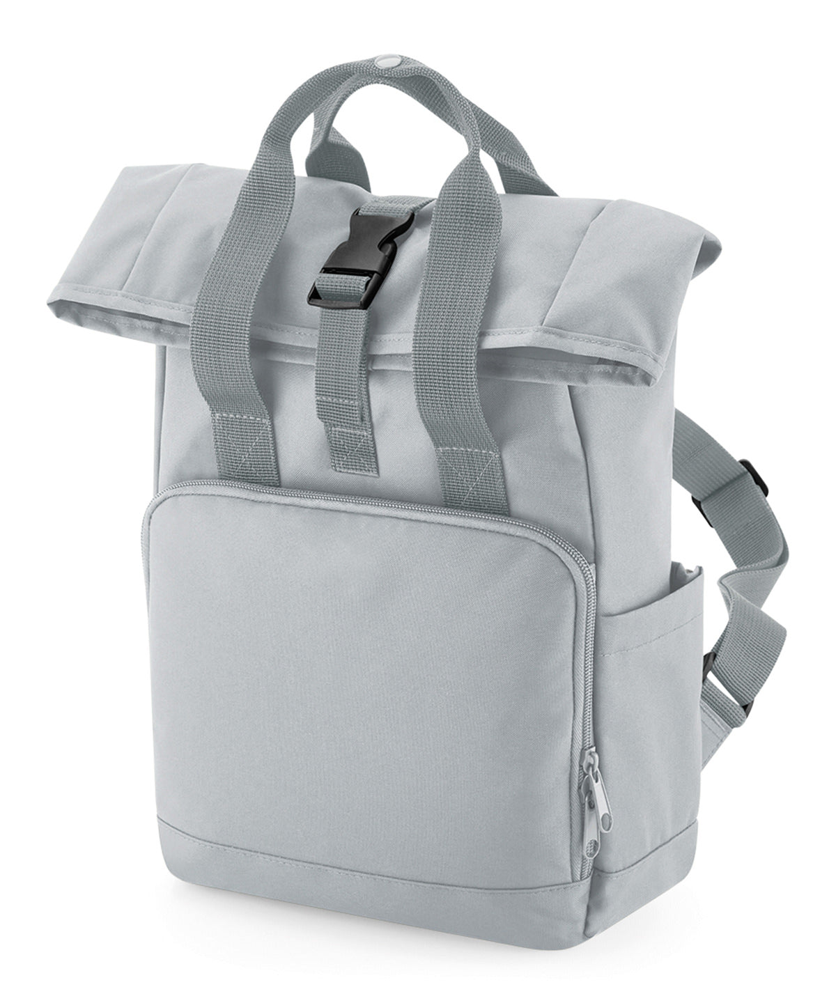Recycled mini twin handle roll-top backpack | light grey