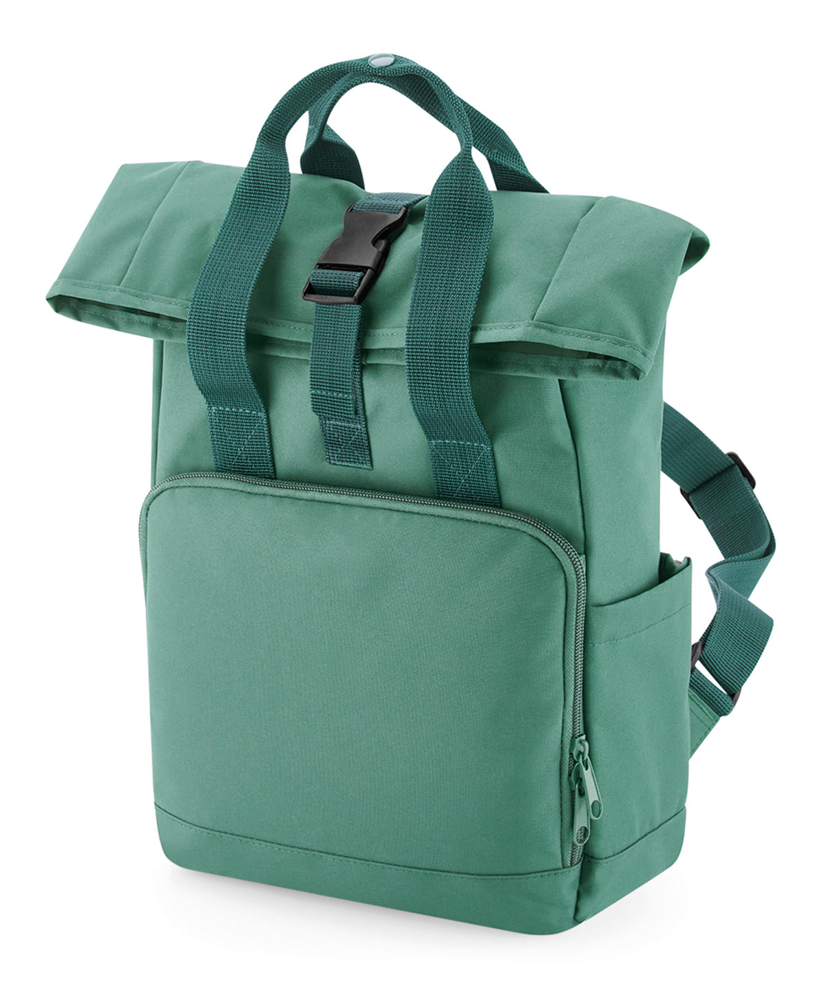 Recycled mini twin handle roll-top backpack | sage green