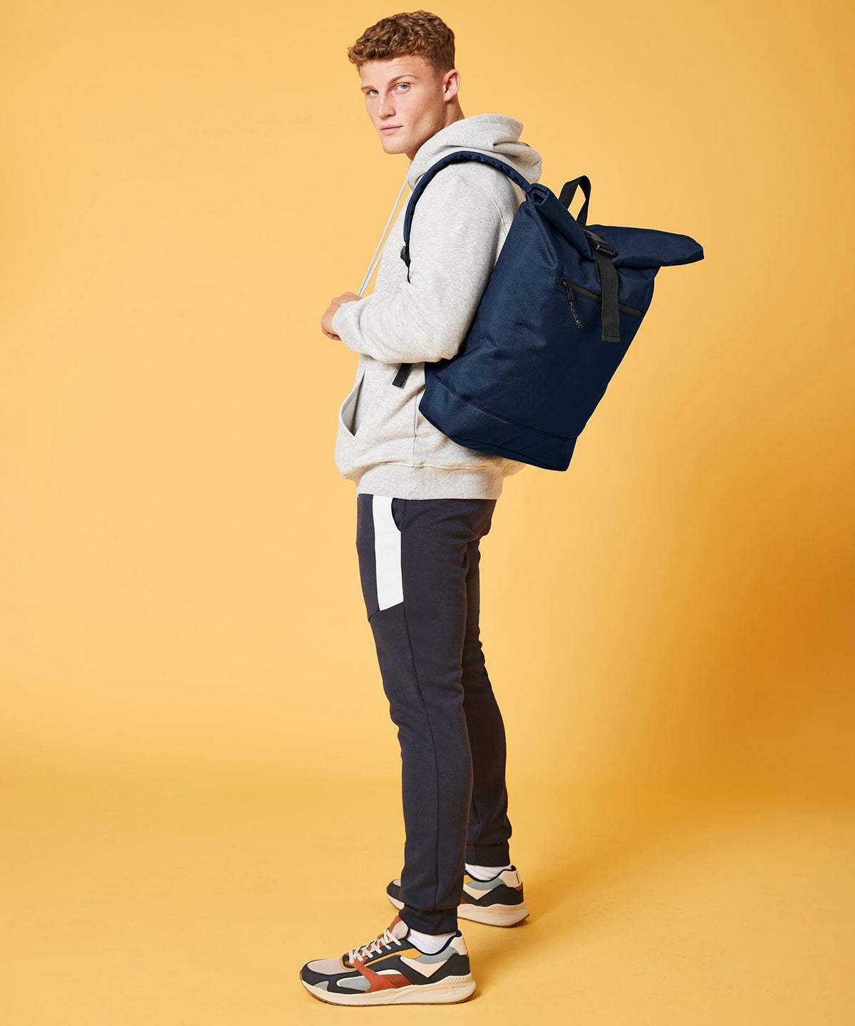 Recycled rolled-top backpack | black