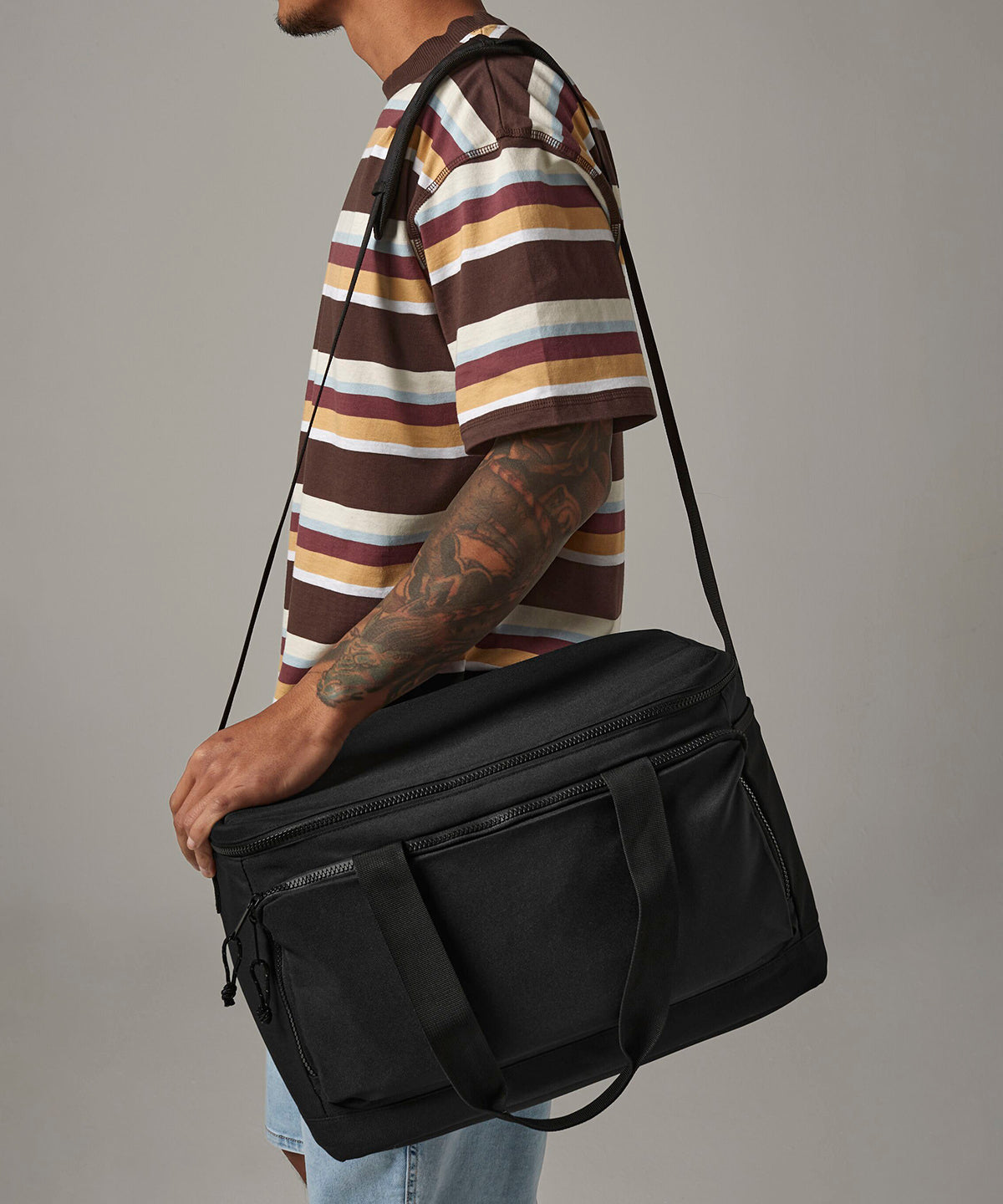 Recycled large cooler shoulder bag | black