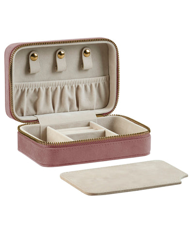 Velvet travel jewellery box | rose quartz