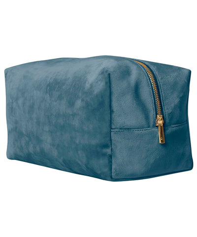 Velvet toiletry/accessory case | blue topaz