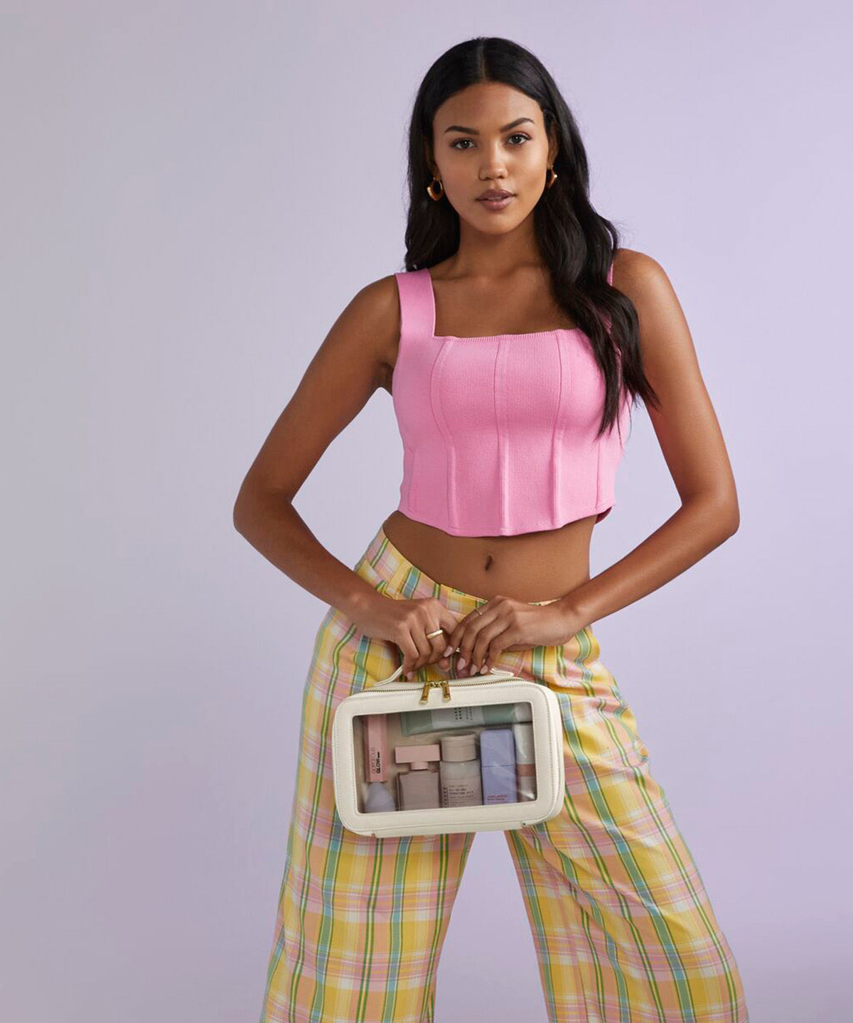 Boutique clear window travel case | soft pink