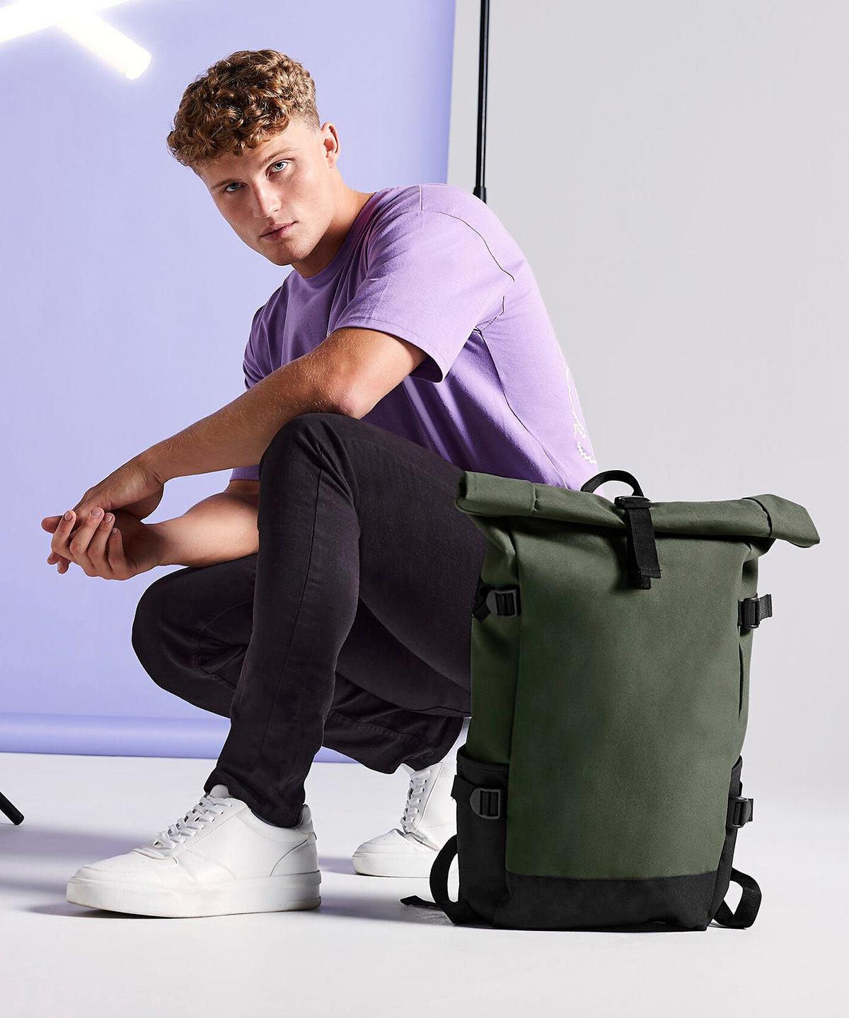 Block roll-top backpack | black/black