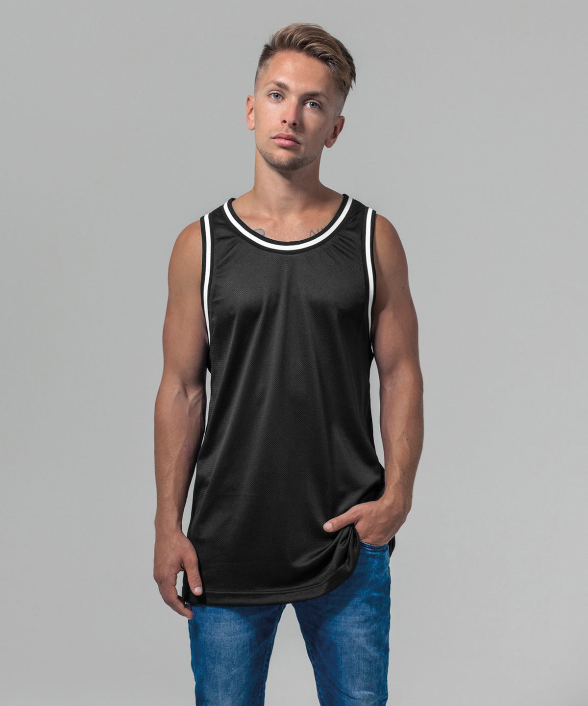 Mesh tank top | white/black