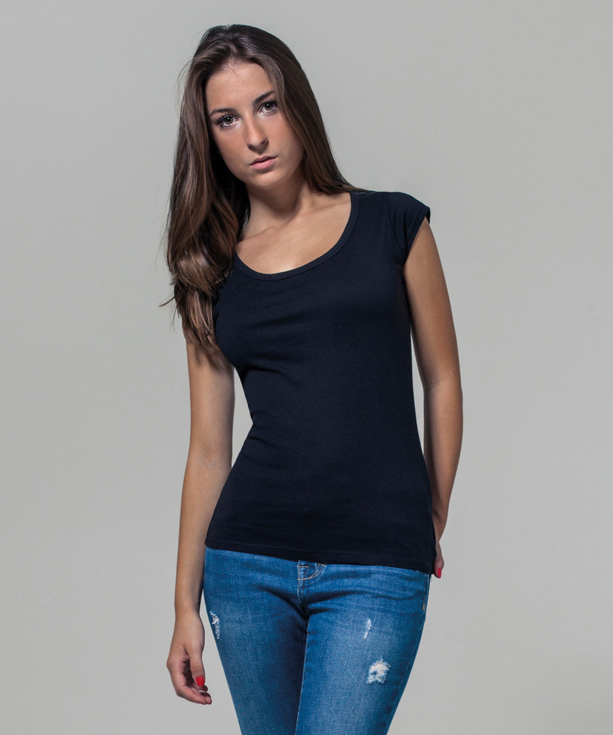 Womens back cut tee | black