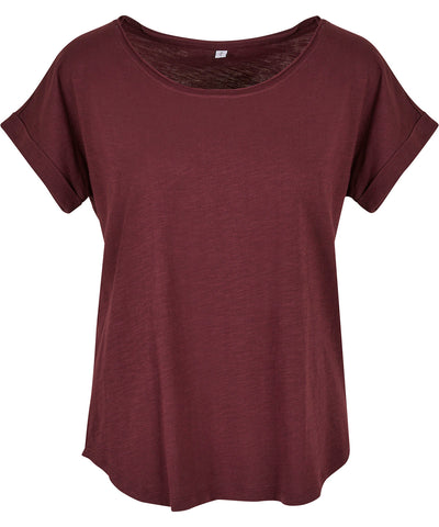 Womens long slub tee | cherry