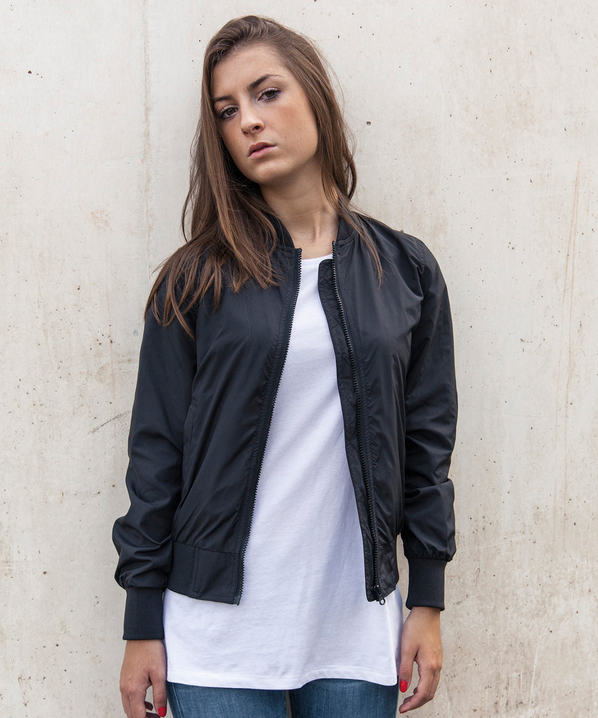 Womens nylon bomber jacket | black