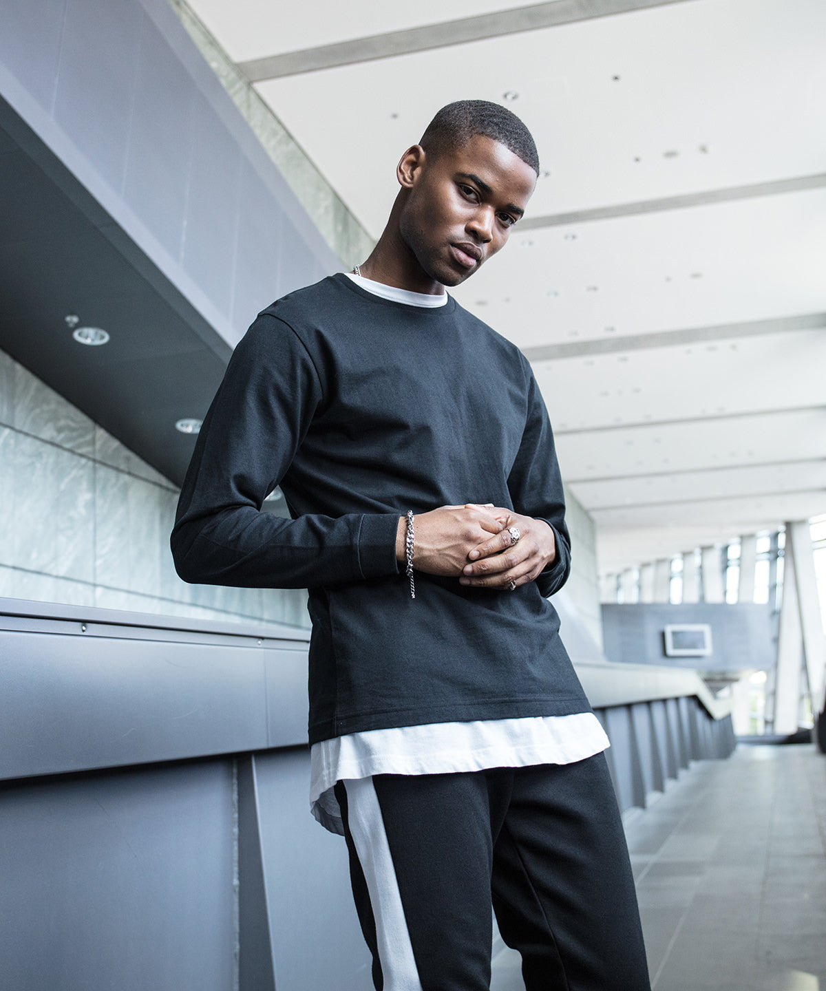 Long sleeve with cuff rib | white