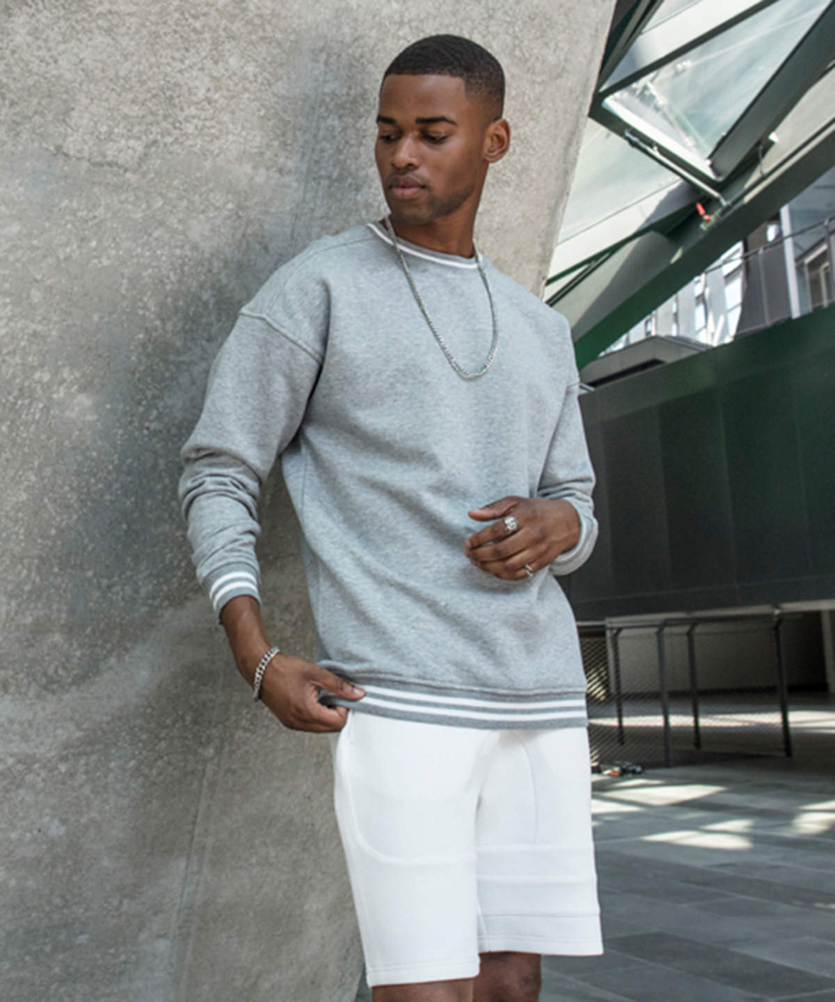 College sweat crew | heather grey/white