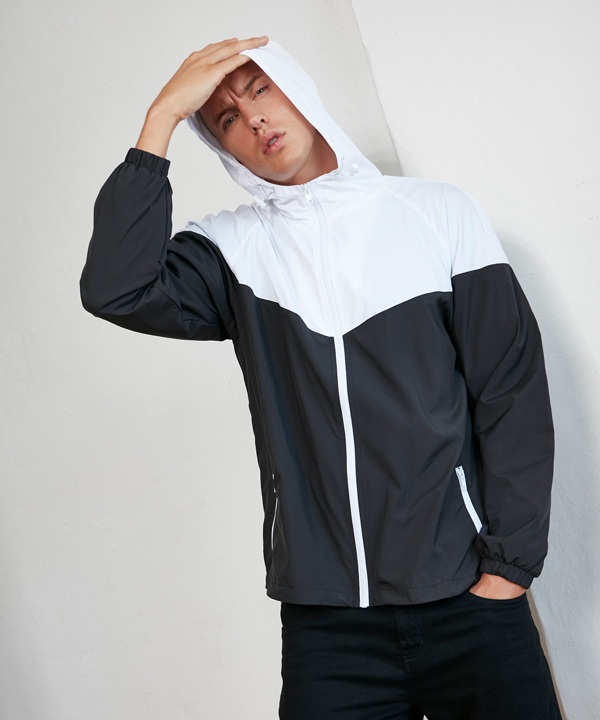 Two-tone tech windrunner jacket | black/white