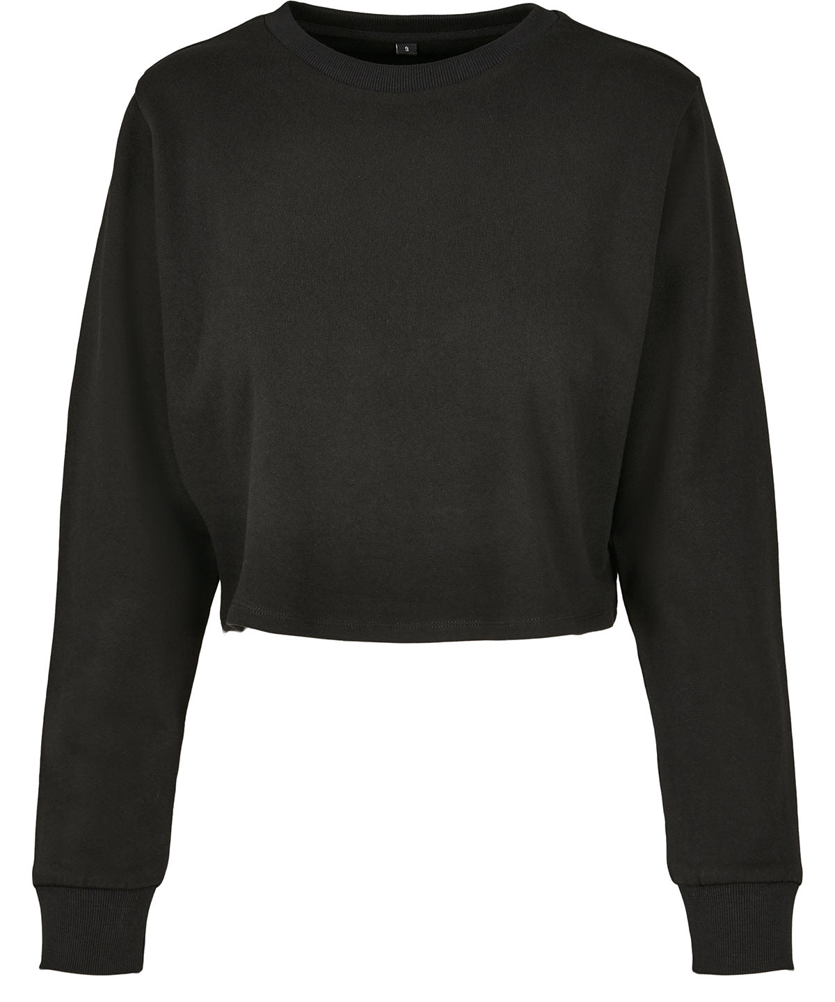 Womens terry cropped crew | Black