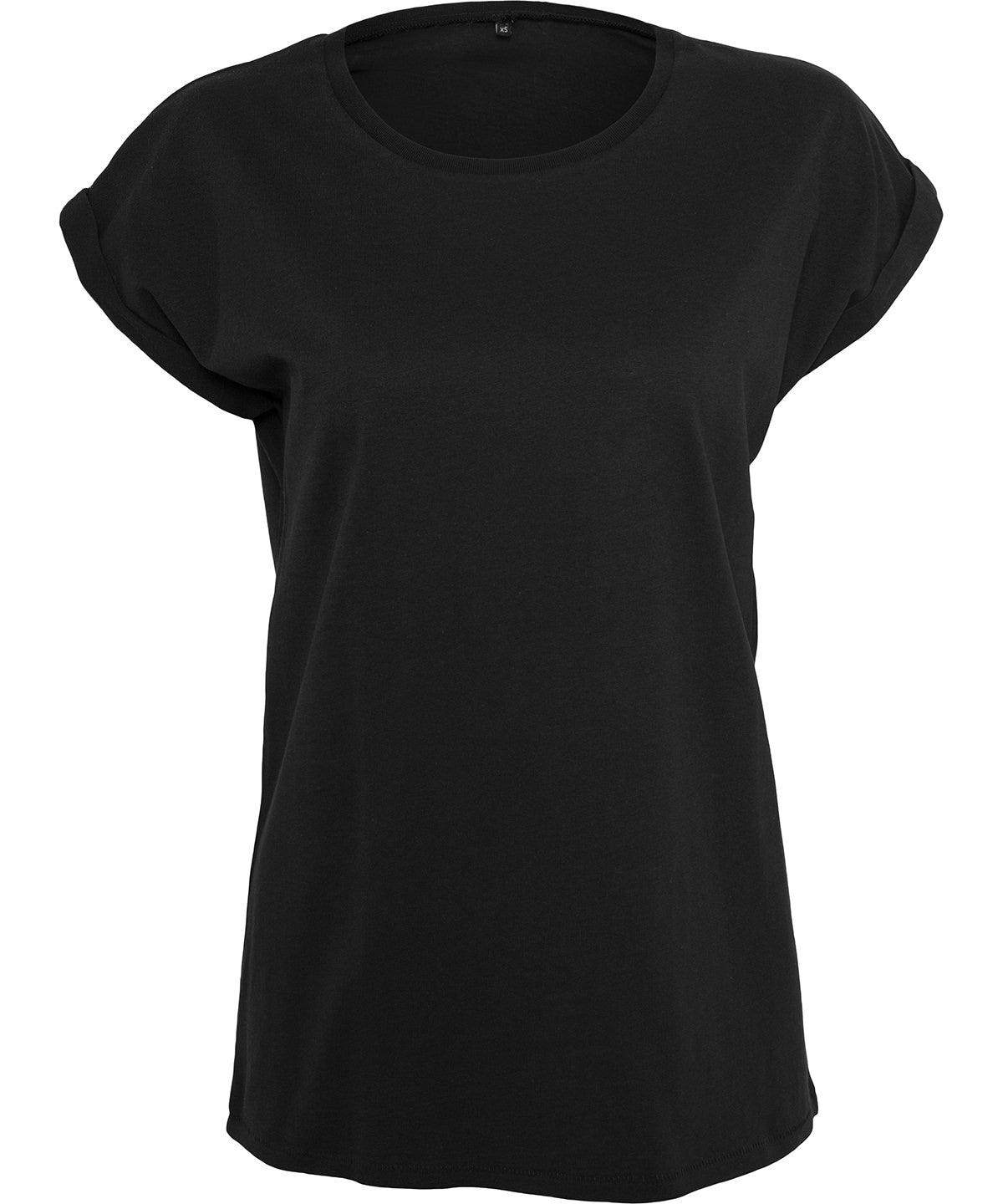 Womens organic extended shoulder tee Black teeone