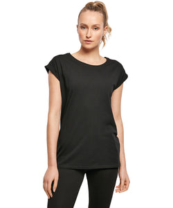 Womens organic extended shoulder tee | black