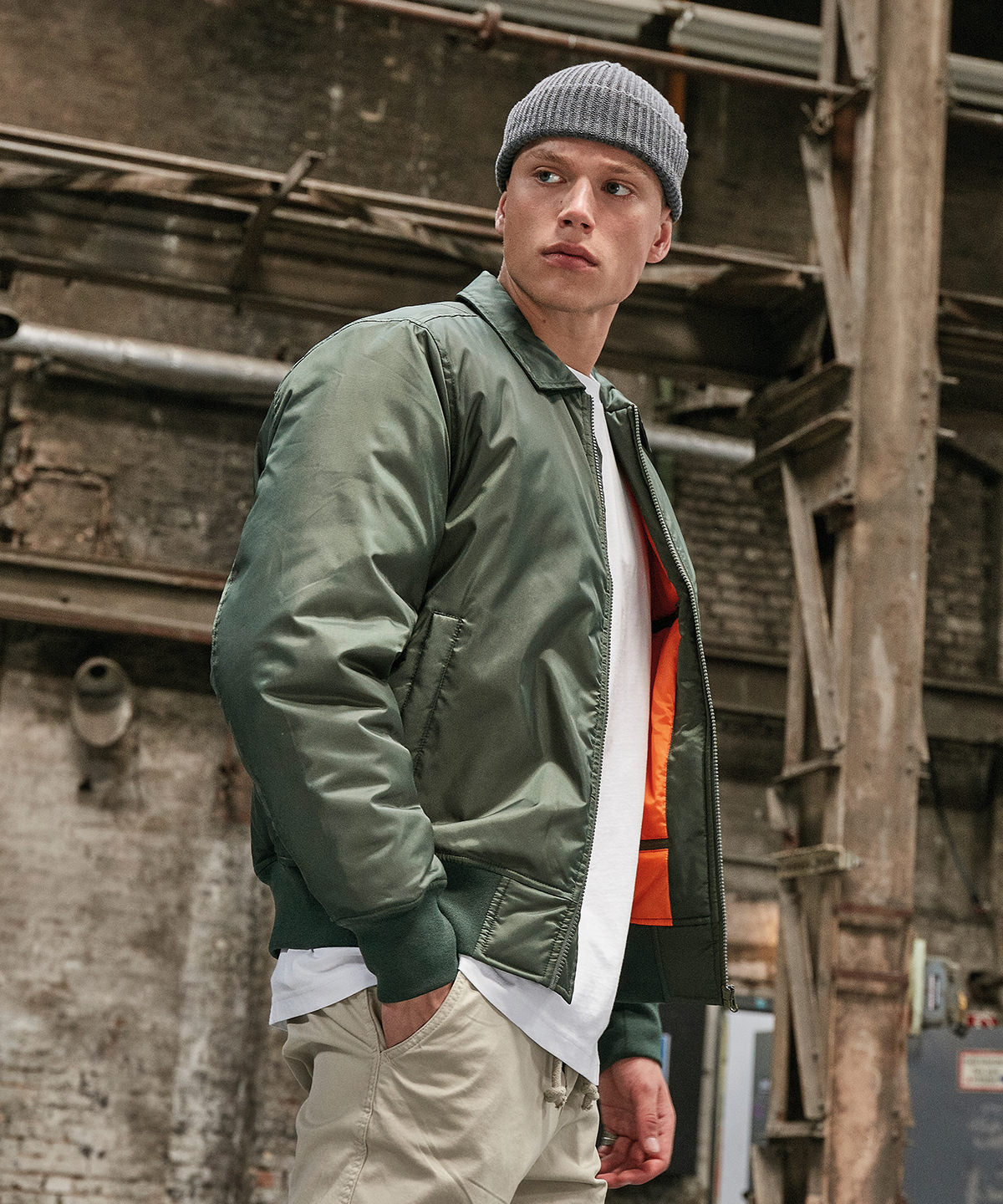 Collar bomber jacket | dark olive