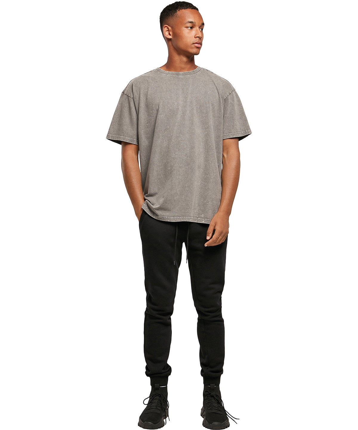 Acid washed heavy oversized tee | black
