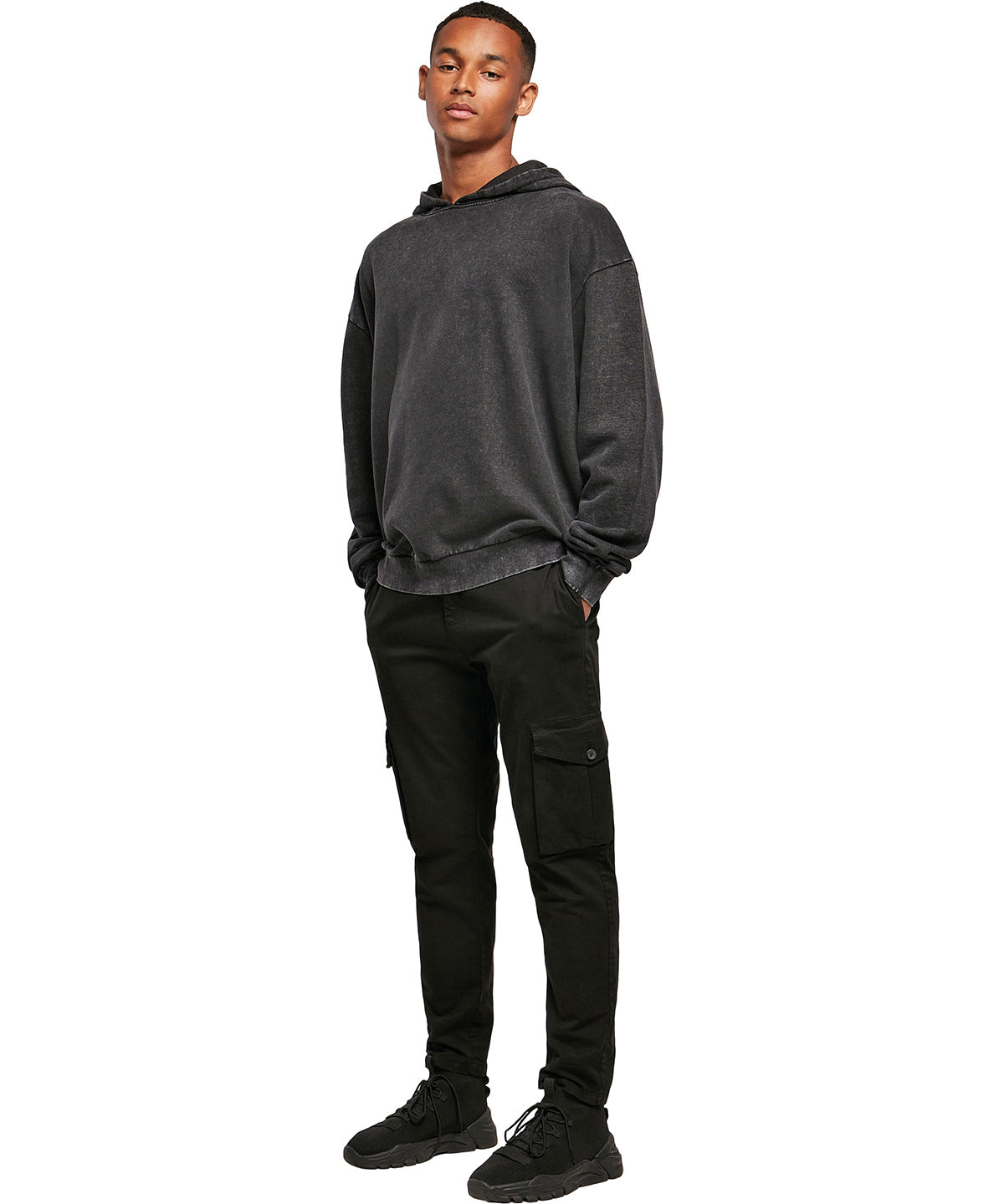 Acid washed oversize hoodie | black