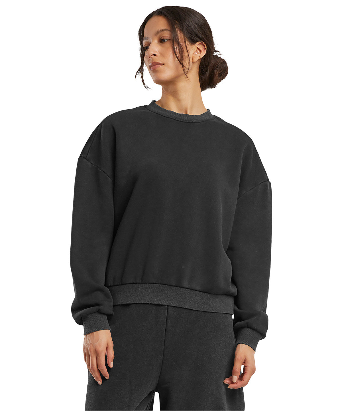 Womens vintage heavy crew neck | black