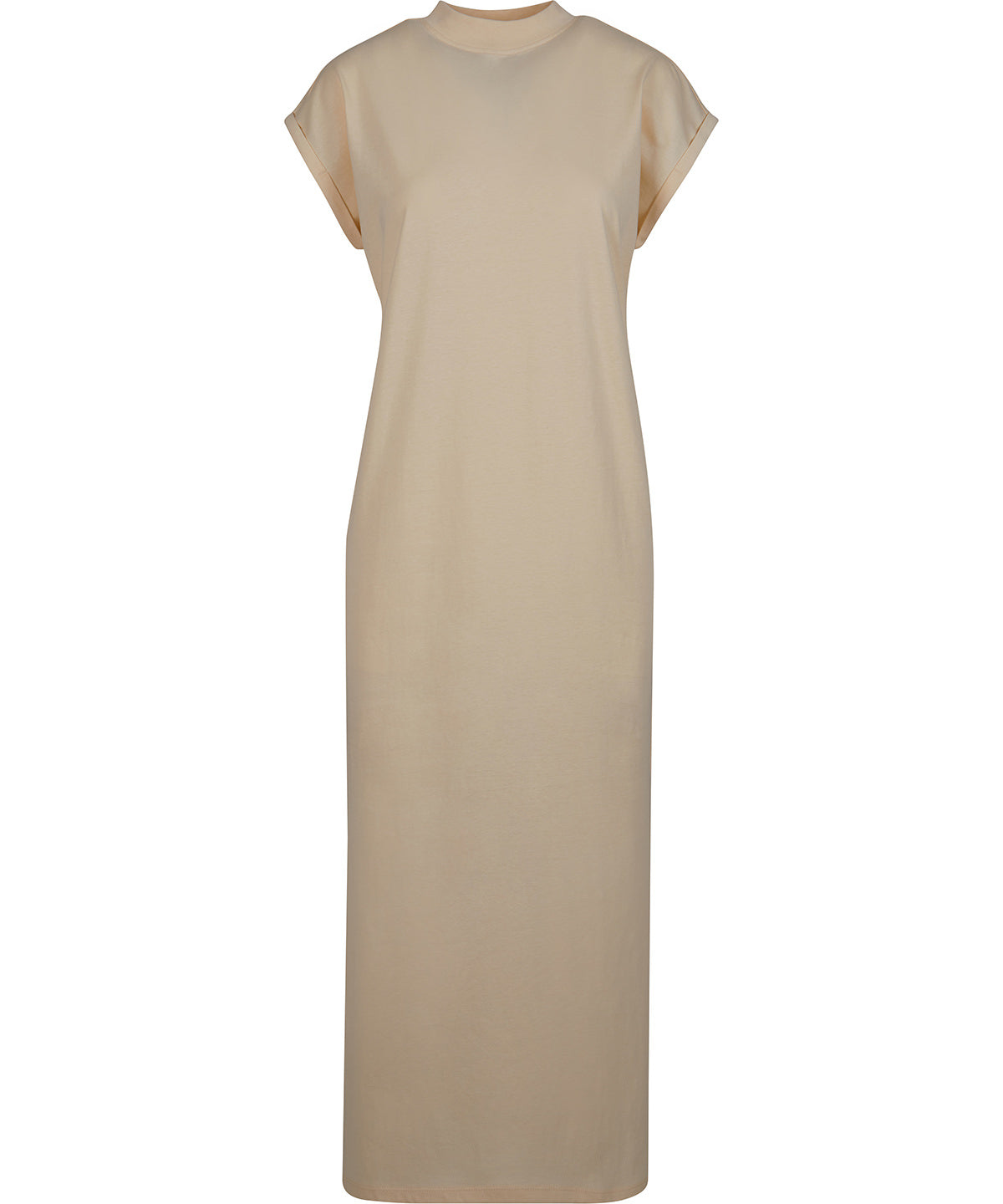 Womens long extended shoulder dress | white sand