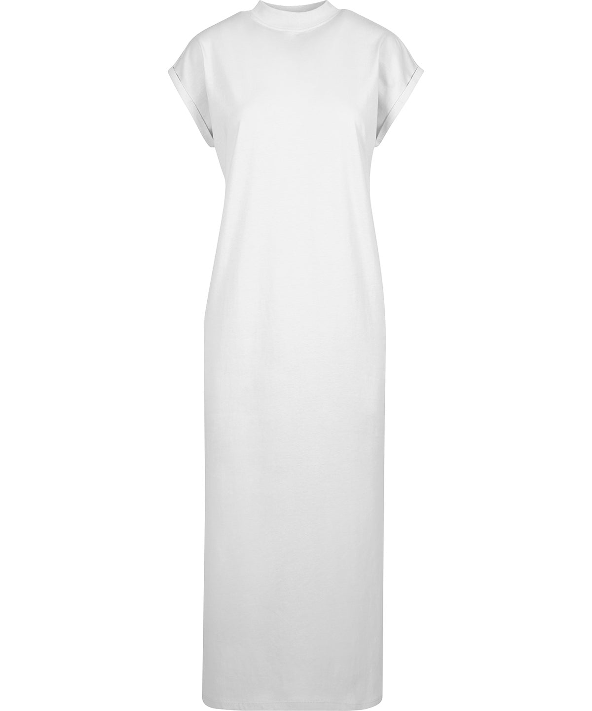 Womens long extended shoulder dress | white