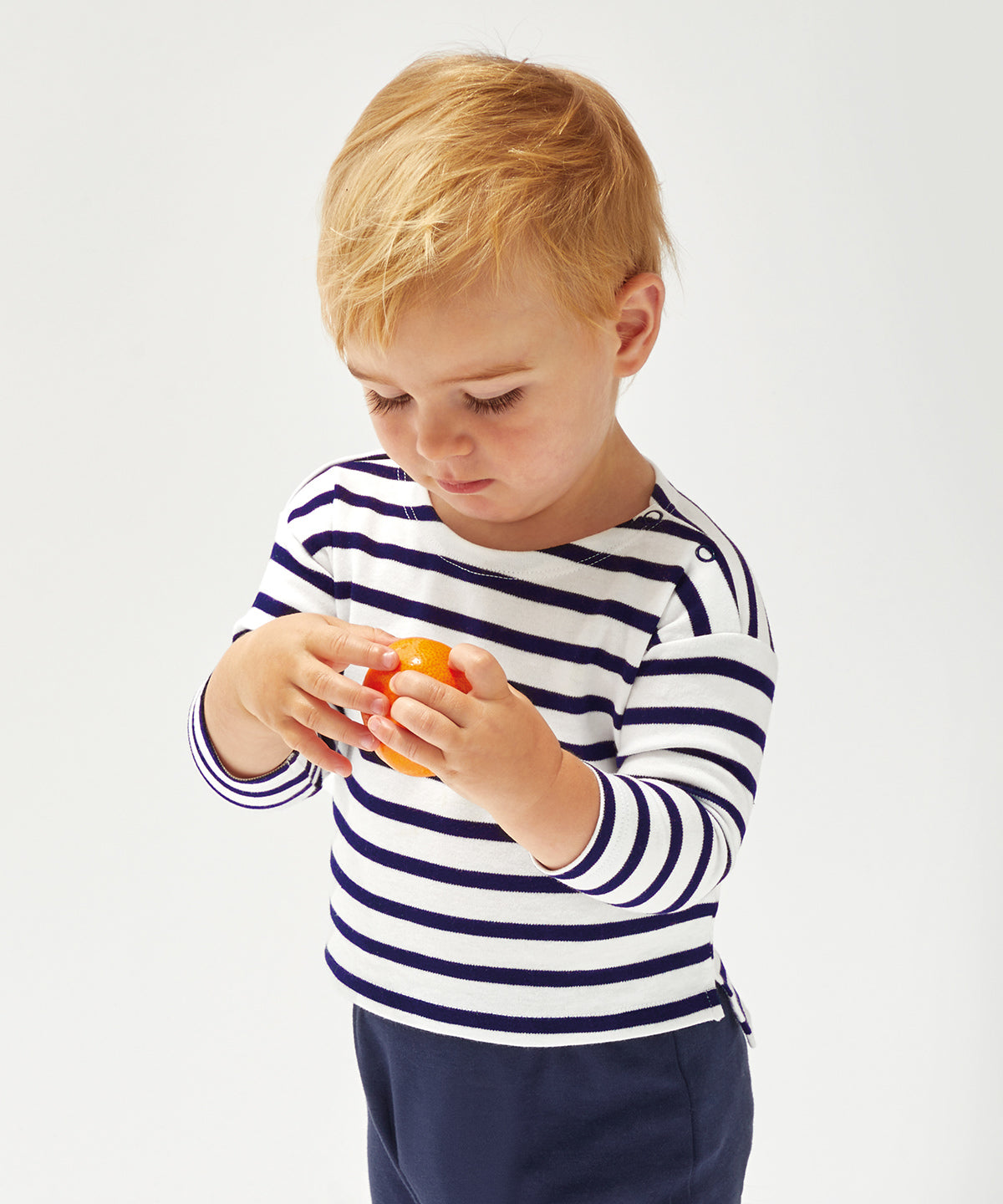 Baby Breton top | organic white/nautical navy