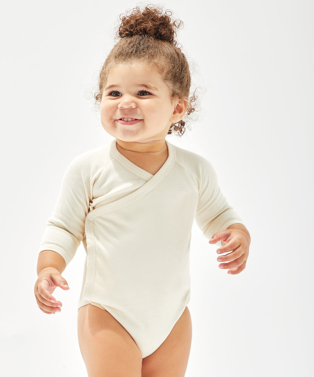 Baby long sleeve kimono bodysuit | white