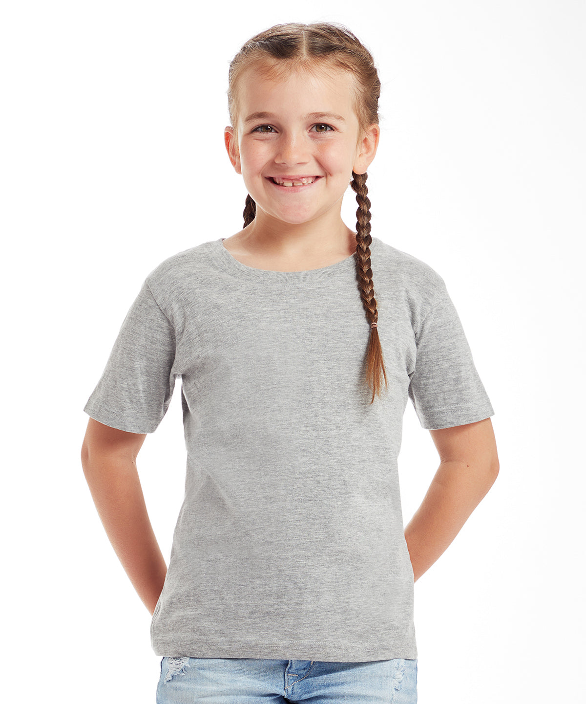 Kids supersoft T | heather grey melange/red
