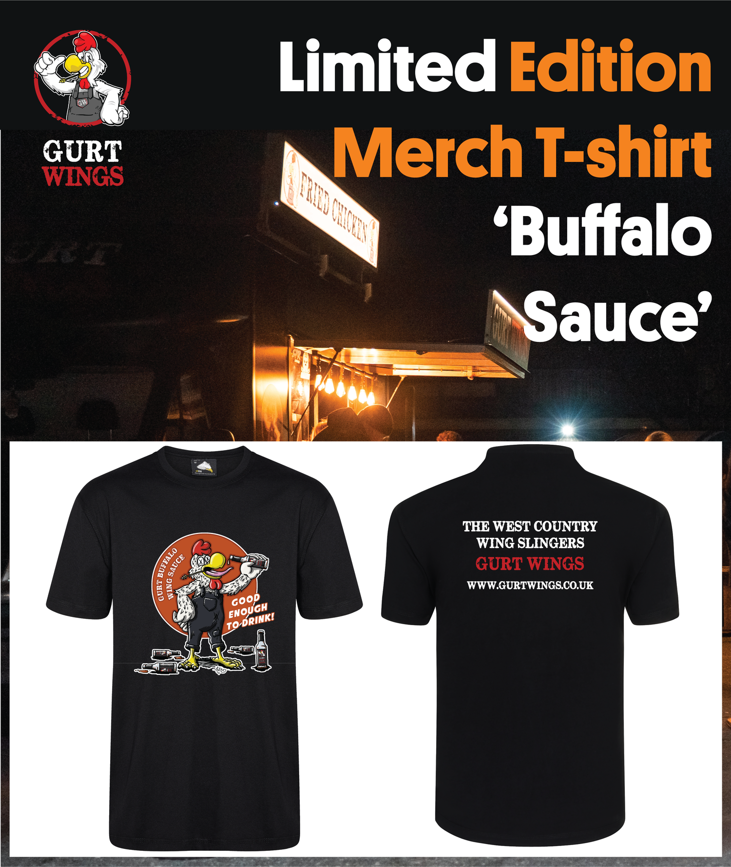 Gurt Wings - 'Limited Edition' Merch T-Shirt - Buffalo Sauce