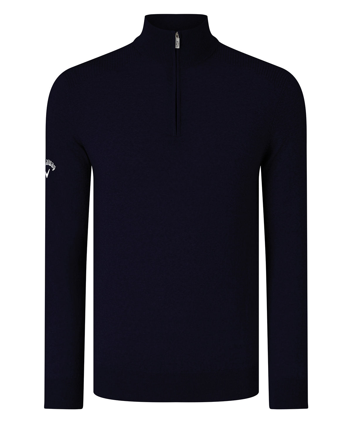 Ribbed  zip Merino sweater | black onyx