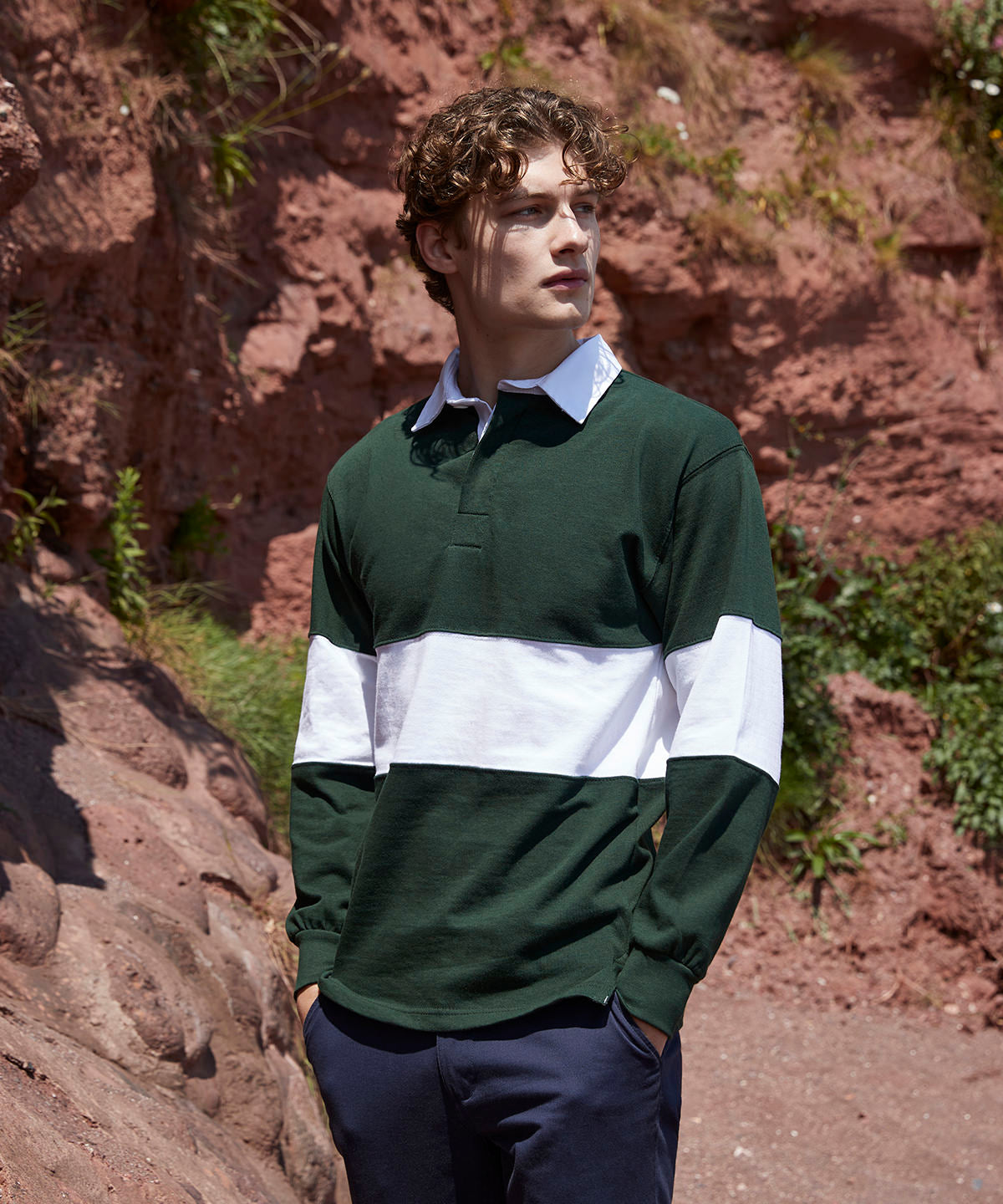 Panelled rugby shirt | bottle/white